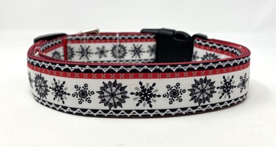 Snowflakes Christmas or Winter Dog Collar - image4